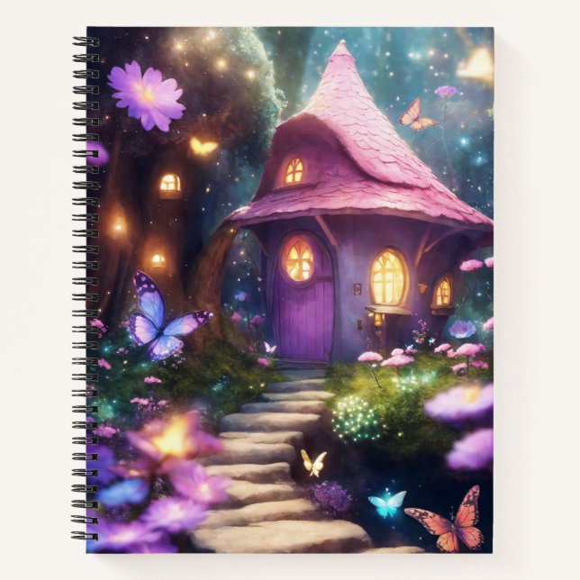 Cuaderno Portátil rosa de la casa de hadas mágicas (Anverso)