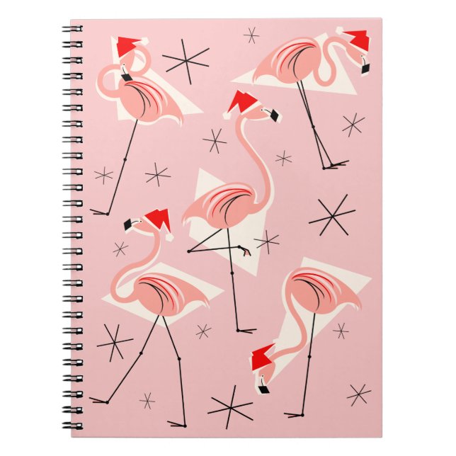 Cuaderno Portátil rosa Flamingo Santas (Frente)