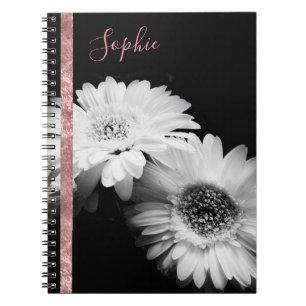 Cuaderno Portátil Rosa Gold Daisy personalizado
