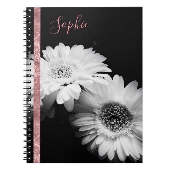 Cuaderno Portátil Rosa Gold Daisy personalizado (Frente)