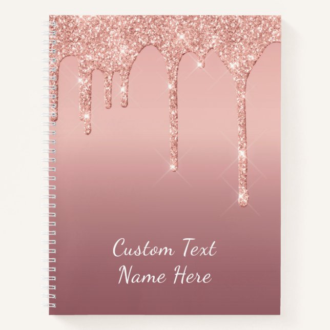 Cuaderno Portátil Rosa Purpurina dorado con texto Personali (Anverso)