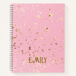 Cuaderno Portátil rosa y dorado personalizado: nombre perso