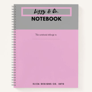 Cuaderno Portátil rosa y gris personalizado