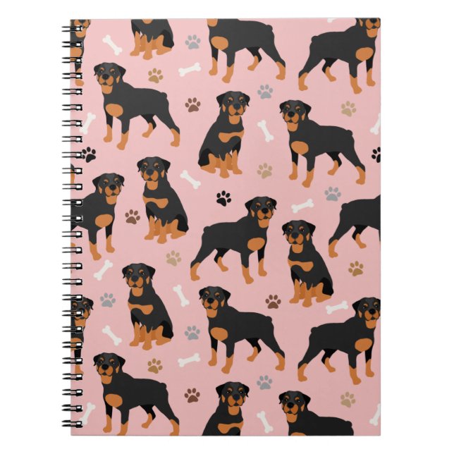 Cuaderno Portátil Rottweiler Dog Bones and Paws (Frente)