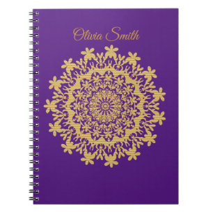 Cuaderno Portátil Royal Gold Purple Mandala Photo