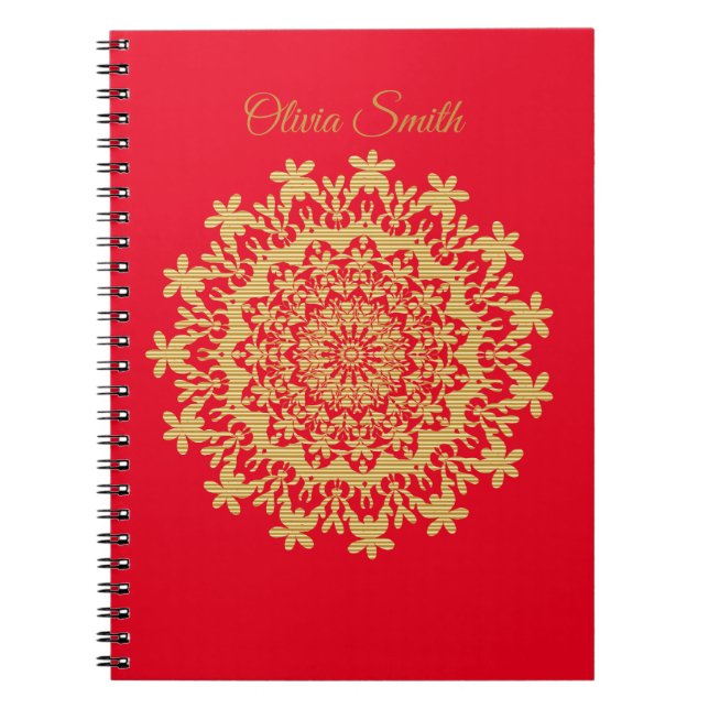 Cuaderno Portátil Royal Gold Red Mandala Photo (Frente)