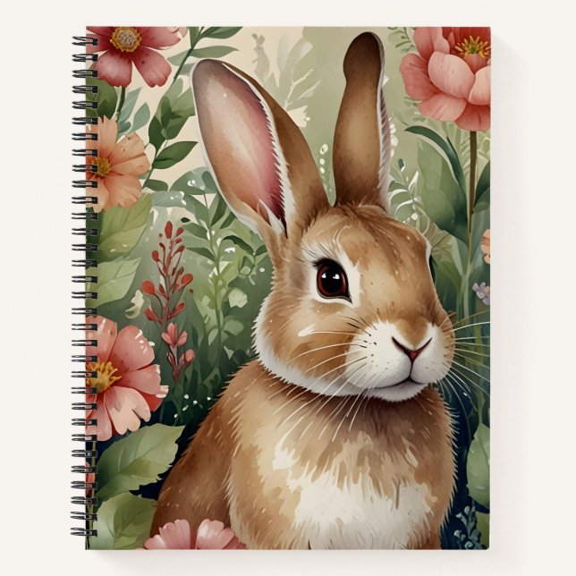 Cuaderno Portátil Rubor Blooms y Bunny Dreams (Anverso)