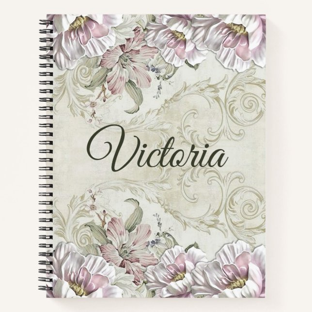 Cuaderno Portátil Rubor de vinos florales rosados victorian (Anverso)