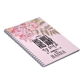Cuaderno Portátil Rubor Pampas color rosa floral de moda