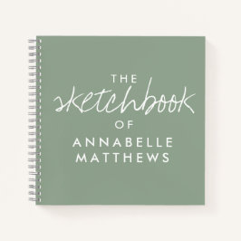 Cuaderno Portátil Sage Green Elegant Monogram Sketchbook