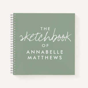 Cuaderno Portátil Sage Green Elegant Monogram Sketchbook