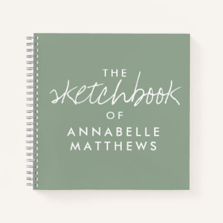 Cuaderno Portátil Sage Green Elegant Monogram Sketchbook