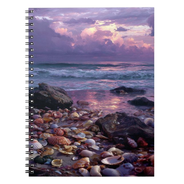 Cuaderno Portátil Seashells Sunset Ocean Shore (Frente)