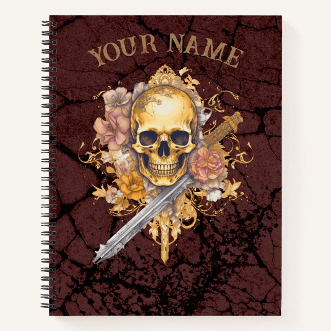 Cuaderno Portátil Skull de oro grande (Anverso)