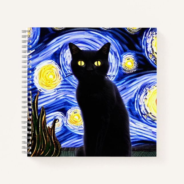 Cuaderno Portátil Starry Cat Night (Anverso)