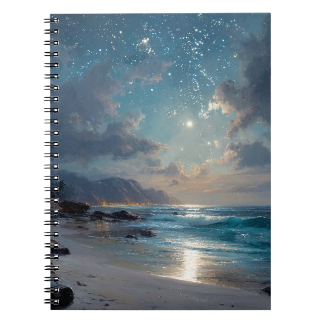 Cuaderno Portátil Starry Ocean Night Beach (Frente)