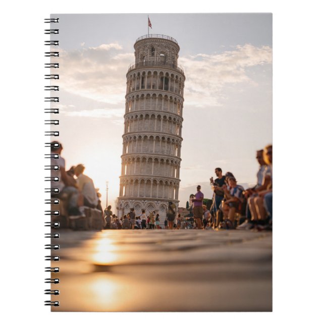 Cuaderno Portátil Sunlit Pisa Tower Street View (Frente)