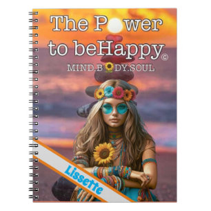 CUADERNO PORTÁTIL TEMÁTICO HIPPIE - NOMBRE PERSONALIZADO