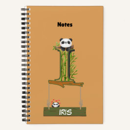 Cuaderno Portátil temático Panda - Nombrado con letra I