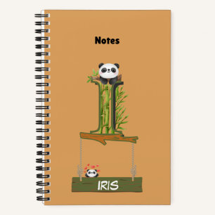 Cuaderno Portátil temático Panda - Nombrado con letra I