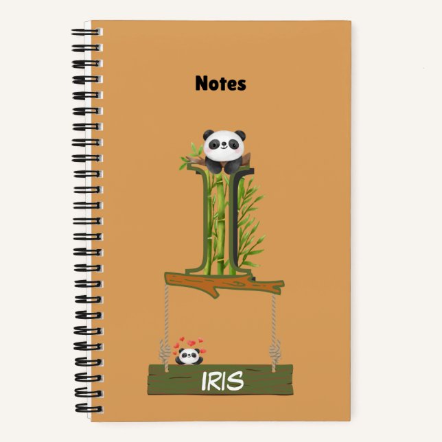 Cuaderno Portátil temático Panda - Nombrado con letra I (Anverso)