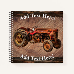 Cuaderno Portátil Tractor Rojo Antiguo