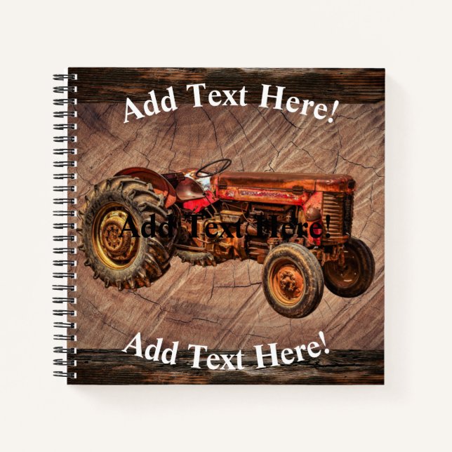 Cuaderno Portátil Tractor Rojo Antiguo (Anverso)