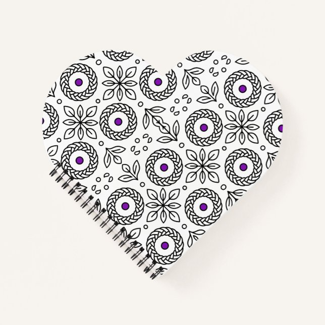 Cuaderno Portátil trenzado de Mandala y motivos de hoja (Anverso)