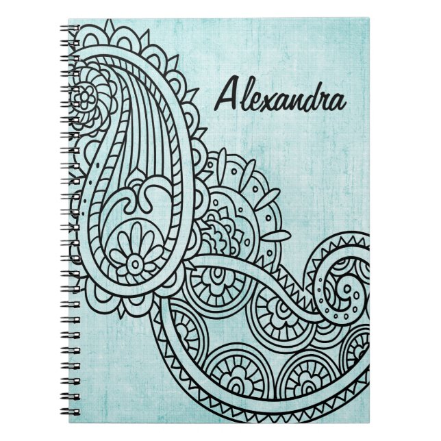 Cuaderno Portátil Turquoise Mehndi Motif (Frente)
