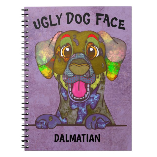 Cuaderno Portátil único de perro feo dálmata (Frente)