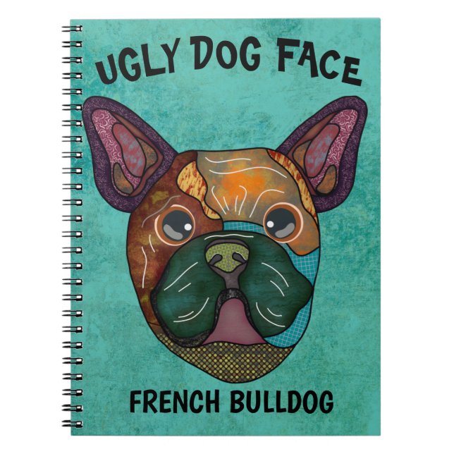 Cuaderno Portátil único de perro feo de Bulldog francés (Frente)