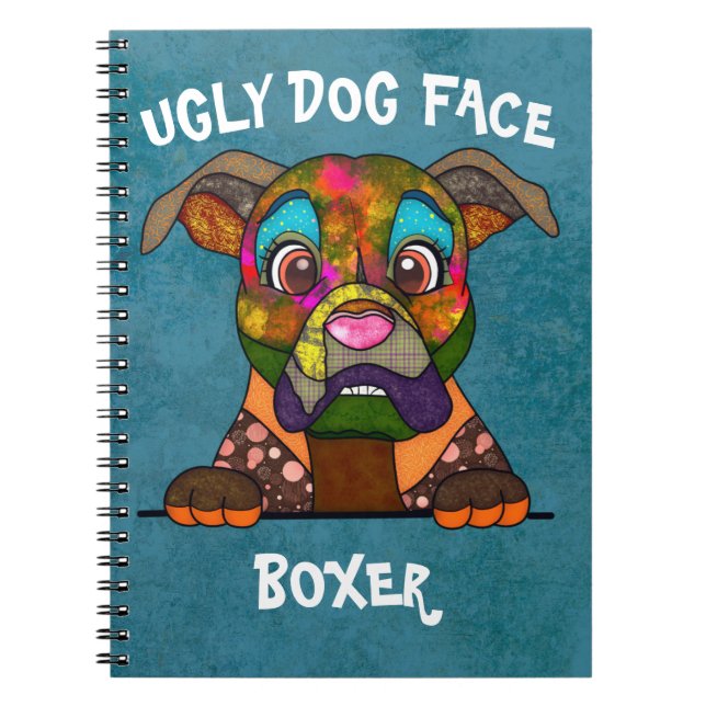 Cuaderno Portátil único para perro feo Boxer (Frente)
