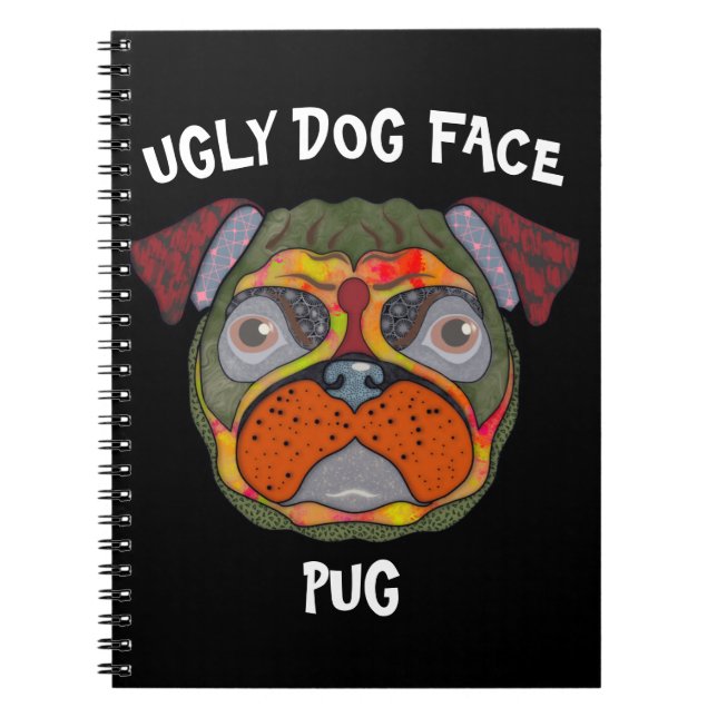 Cuaderno Portátil único para perro feo Pug (Frente)