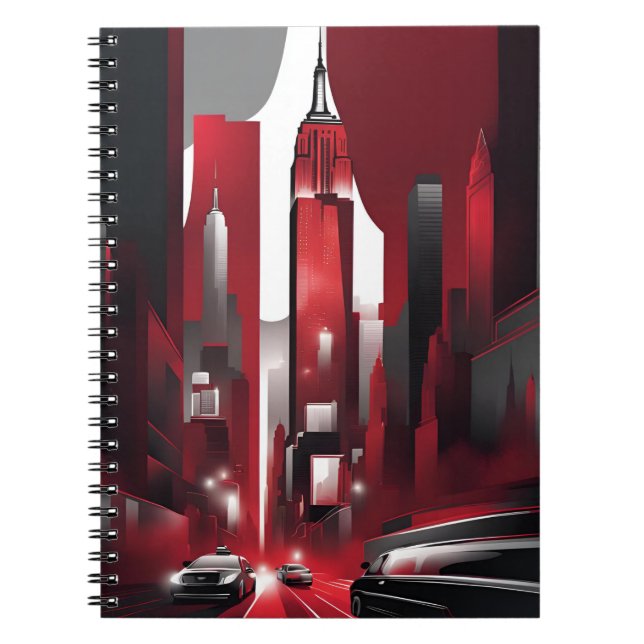 Cuaderno Portátil urbano Noir - Moderno paisaje urbano en n (Frente)
