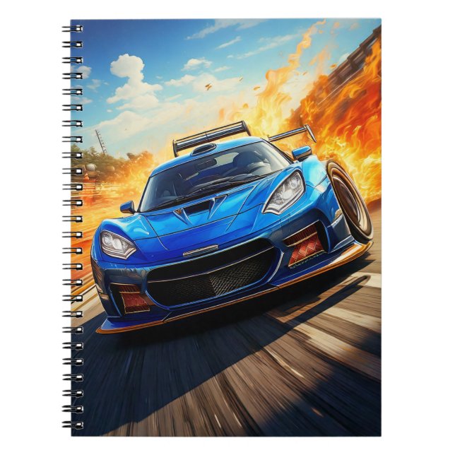 Cuaderno Portátil - Vehículo deportivo azul (Frente)