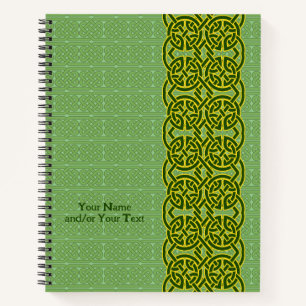 Cuaderno Portátil verde con patrón de estilo celta