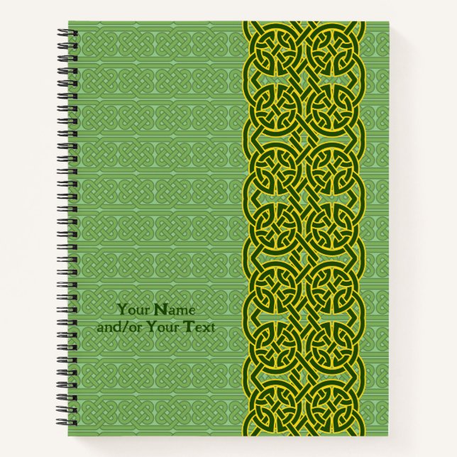Cuaderno Portátil verde con patrón de estilo celta (Anverso)
