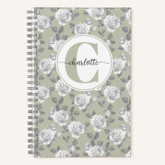 Cuaderno Portátil verde monograma verde Rosa