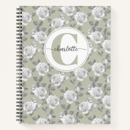 Cuaderno Portátil verde monograma verde Rosa