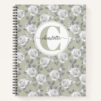 Cuaderno Portátil verde monograma verde Rosa