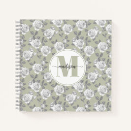 Cuaderno Portátil verde monograma verde Rosa
