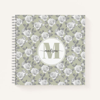 Cuaderno Portátil verde monograma verde Rosa