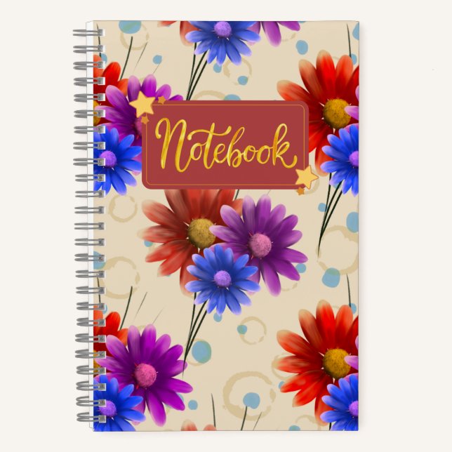 Cuaderno Portátil vibrante con fantasía floral (Anverso)