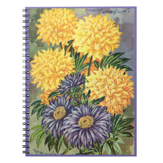 Cuaderno Portátil VTG Botánico Asters & Coneflowers Spiral (Frente)