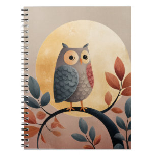 Cuaderno Portátil Whimsical Owl Autumn Moon