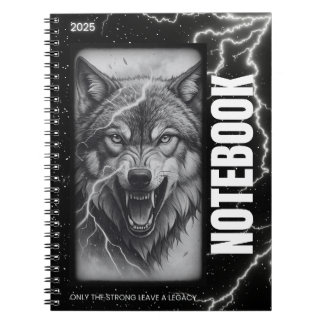 Cuaderno Portátil Wolf Spiral - Estética gótica relámpago