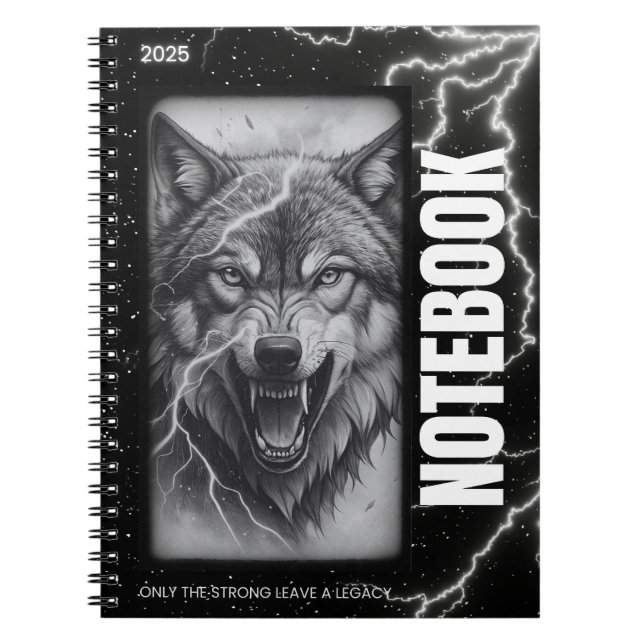 Cuaderno Portátil Wolf Spiral - Estética gótica relámpago (Frente)