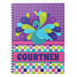 Cuaderno Portátil y diario de pavo real personalizado