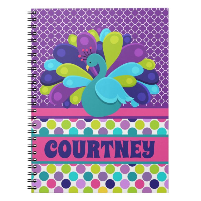 Cuaderno Portátil y diario de pavo real personalizado (Frente)