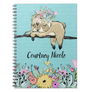 Cuaderno Portátil y diario personalizado Lazy Sloth